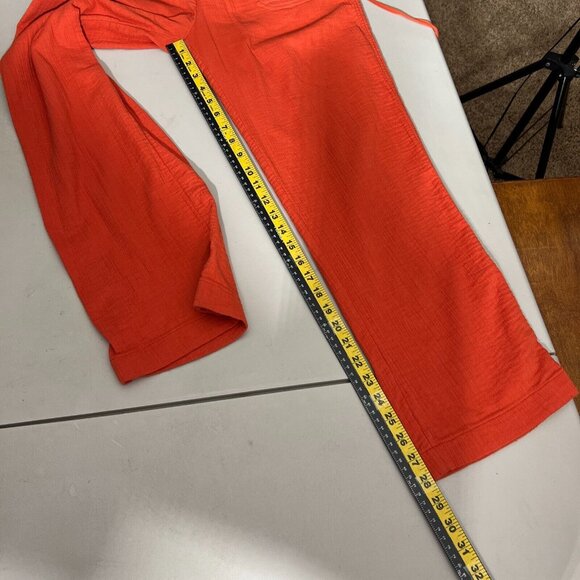 Sundance Pants Womens Small Orange Gauze Button Front Straight Leg Coastal Beach - Picture 11 of 16